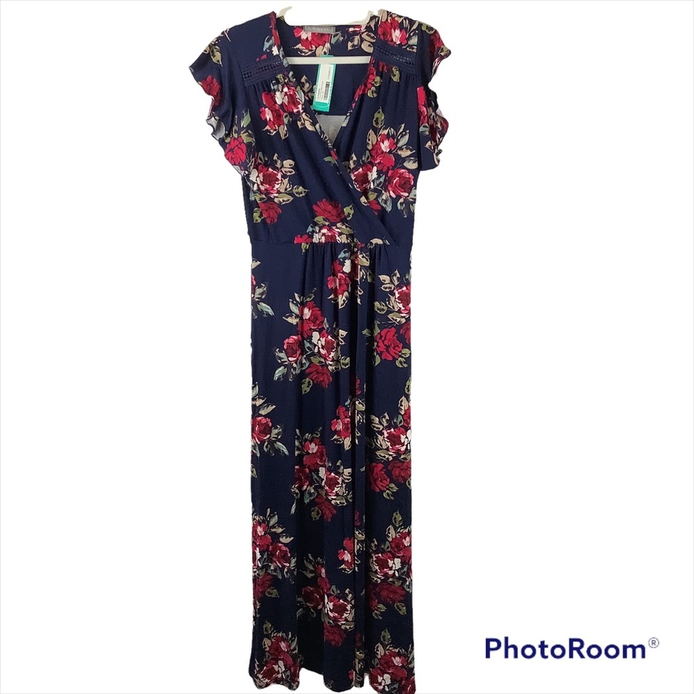 Loveappella Navy Floral Torri Knit Maxi Dress- Stitch Fix